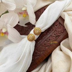 Vriksham Antique Gold Medallion Design White Adjustable Toe Rings-G21655