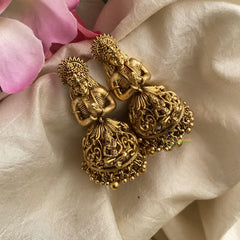 Bridal Gold Alike Lakshmi Jhumkas-Gold Bead-G15130