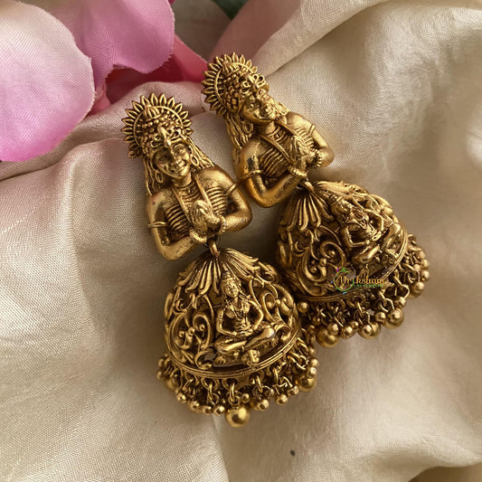 Bridal Gold Alike Lakshmi Jhumkas-Gold Bead-G15130