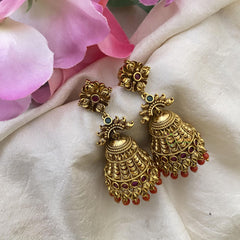 Unique Gold Look Alike Jhumkas-Coral-G15131