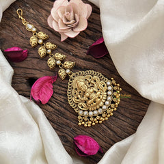 Vriksham Lakshmi & Heritage Mayura Maang Tikka-Gold Bead-G19426