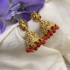 Unique Gold Look Alike Jhumkas-Coral-G15132