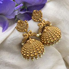 Premium Matt Gold Alike Jhumkas-Pearls-G15117