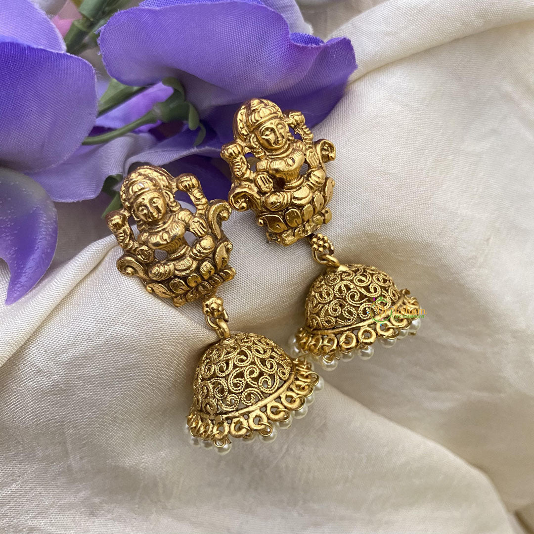 Premium Gold Polish Lakshmi Jhumkas-G15128