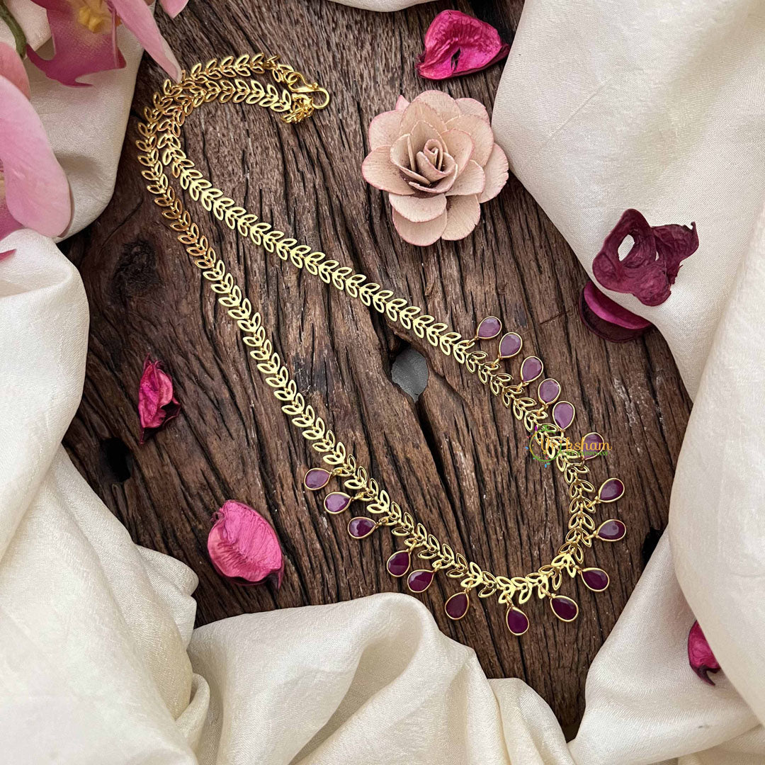 Vriksham Elegant Pear Styale Necklace &  Bracelet Combo-Red-G21100