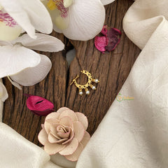 Vriksham Elegant Golden Naths/Nose pin-Pearl-Red-G17429