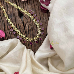 Vriksham Elegant Pear Styale Necklace &  Bracelet Combo-Red-G21100