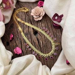 Vriksham Elegant Pear Styale Necklace &  Bracelet Combo-Red-G21100