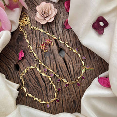 Vriksham Elegant Pear Styale Necklace &  Bracelet Combo-Red-G21100