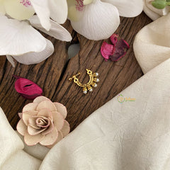 Vriksham Premium Golden Naths/Nose pin-Pearl-Red-G17423