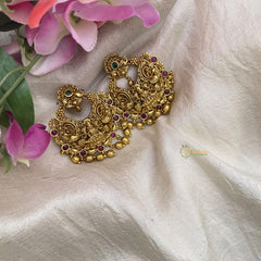 Premium Lakshmi Chandbali Danglers-Gold Bead-G15119