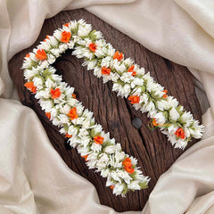 Vriksham Dual-Layered Orange & White Floral Hair Extension Flower Accessories-KH1312