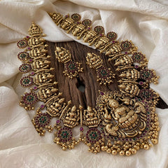 Antique Temple Pendant Long Lakshmi Haram-G12453