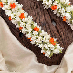 Vriksham Dual-Layered Orange & White Floral Hair Extension Flower Accessories-KH1312