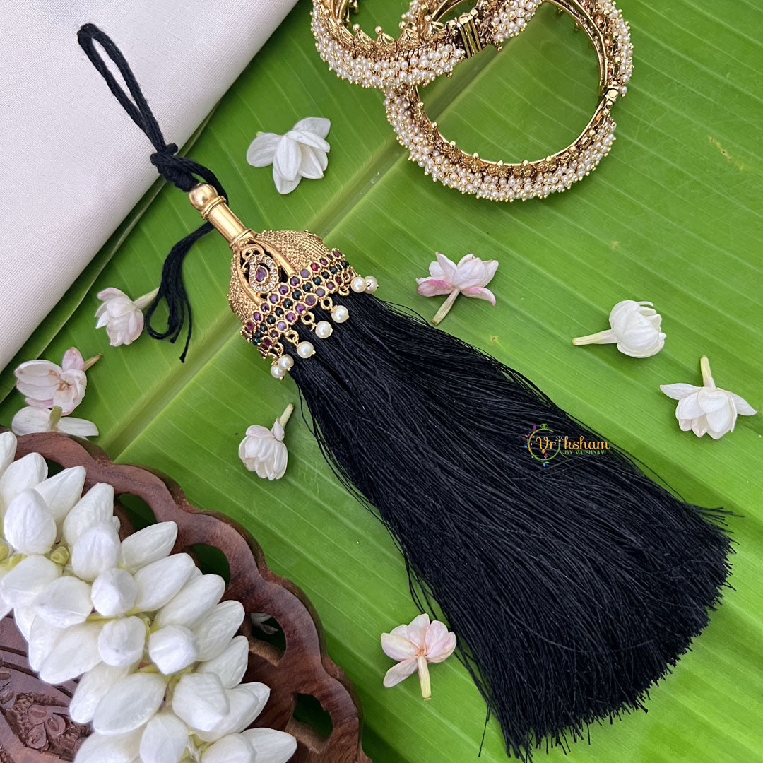 Vriksham Kemp  Style Kunjalam-Red Green-Pearl-G18585