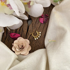 Vriksham Antique Golden Naths/Nose pin-Pearl-Red-G17432