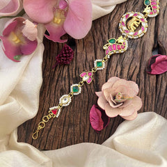 Vriksham Elephant Style Kundan Jadau Sheeshphool-Red Green & White-J3936