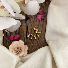 Vriksham Unique Golden Naths/Nose pin-Pearl-Red White & Green-G17437