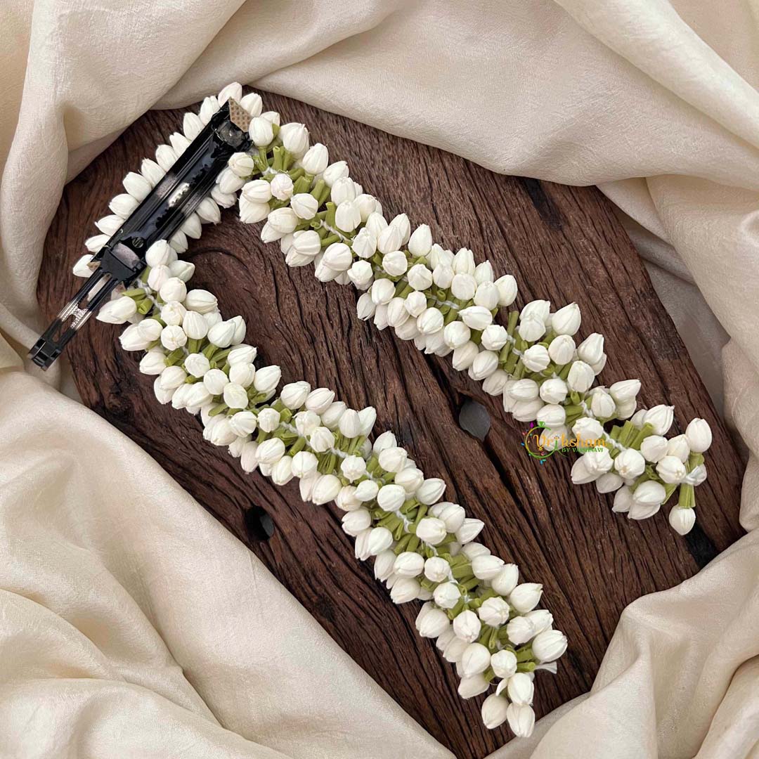 Vriksham Minimalist Mogra Bud Braid Clip-Hair Clip Flower Accessories-KH1314