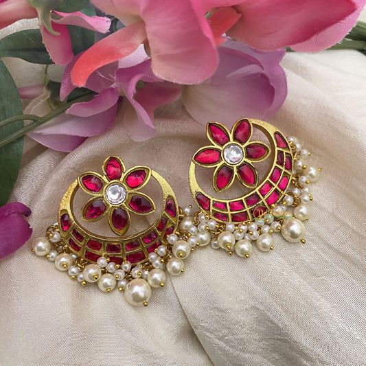 Exquisite Jadau Chandbali Danglers-Pearl-G15122