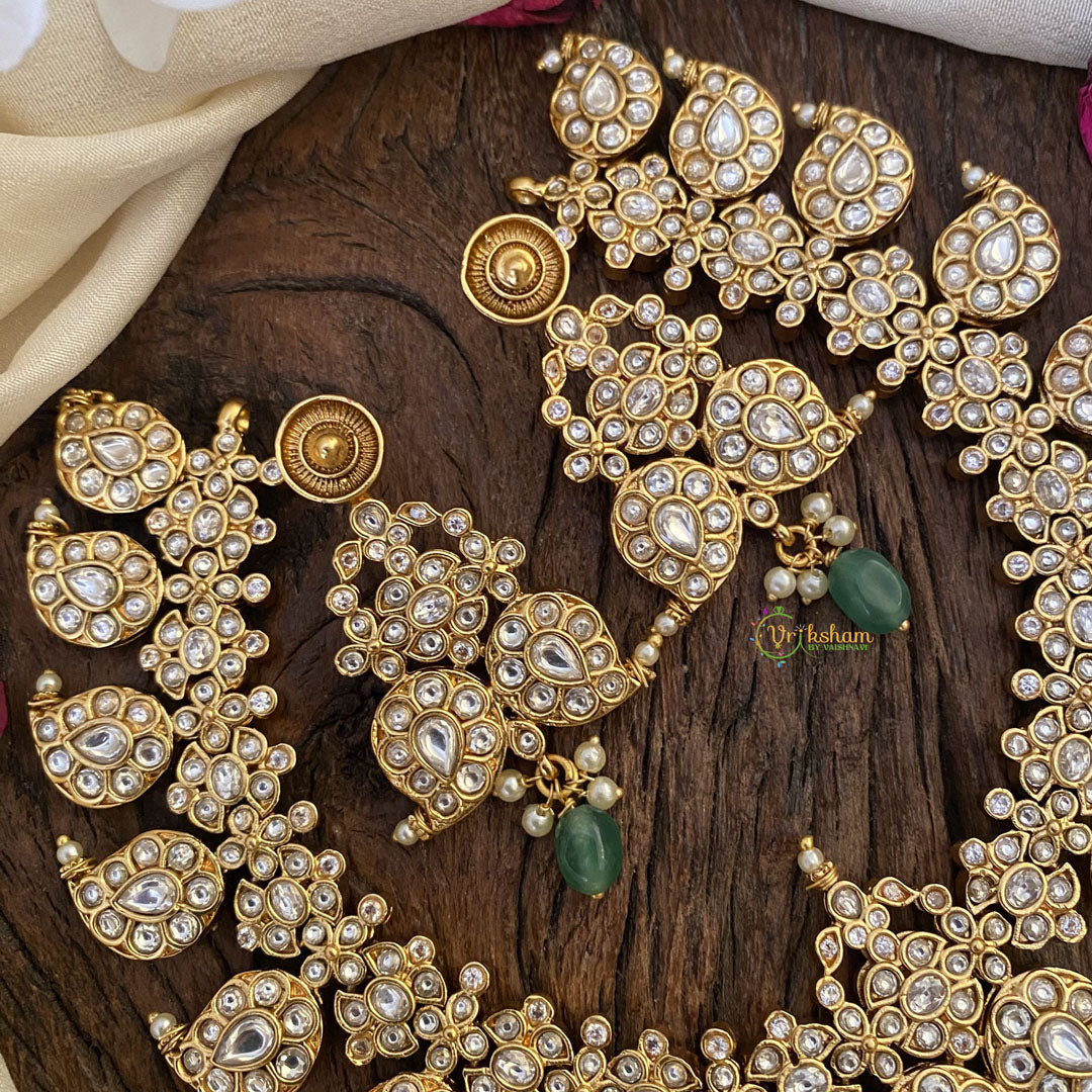 Vriksham Precious Kemp Reversible Maanga Short Neckpiece-Green Bead-G16469
