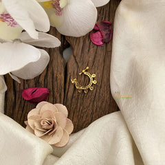 Vriksham Golden Bird Shape Naths/Nose pin-Red White-G17438