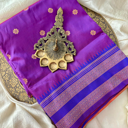 Violet Saree-Double Border-Paithani Semi Silk Saree-VS3829