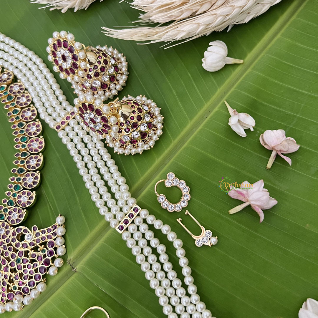 Vriksham Traditional Kemp Gold Plated Bridal Set-pearl-G18606