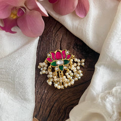 Premium Lotus Jadau Juda Pin-Pearl-G13932