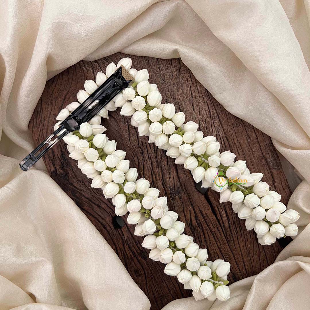 Vriksham Realistic Mogra Bud Floral Extension Hair Clip Flower Accessories-KH1313