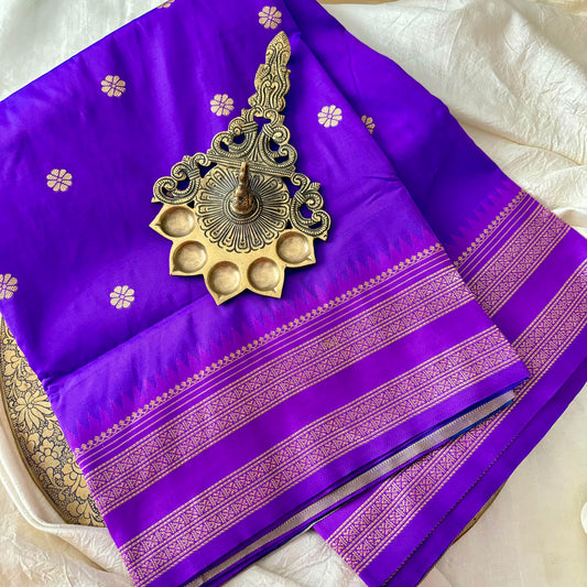 Purple Saree-Double Border-Paithani Semi Silk Saree-VS3832