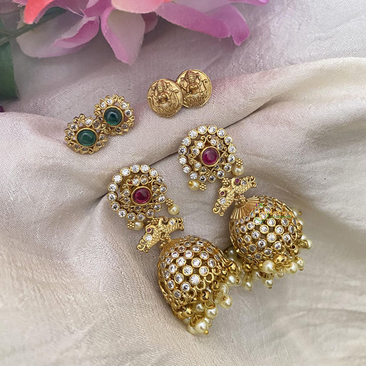 Premium Gold Alike AD Stone Interchangeable Jhumkas-G15139