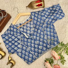 Vriksham Premium Printed Readymade Blouse -Kalamkari Print -Light Blue-VS4513
