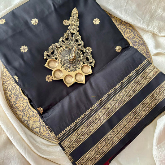 Black Saree-Double Border-Paithani Semi Silk Saree-VS3833