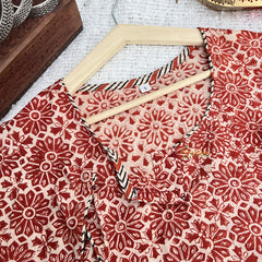 Vriksham Premium Red Floral Printed Readymade Blouse -Kalamkari Print-VS4514