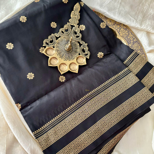 Black Saree-Double Border-Paithani Semi Silk Saree-VS3833