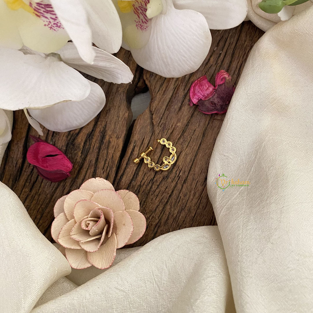 Vriksham Unique Gold Naths/Nose pin-White-G17521