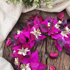 Vriksham Artificial Magenta & Purple Floral Gajra Fabric Flower Gajra With Pearl Buds Flower Accessories-H1151