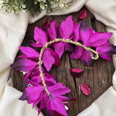 Vriksham Artificial Magenta & Purple Floral Gajra Fabric Flower Gajra With Pearl Buds Flower Accessories-H1151