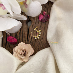 Vriksham Unique Golden Naths/Nose pin-Pearl-Red-G17451