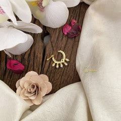 Vriksham Unique Golden Naths/Nose pin-Pearl-Red-G17451