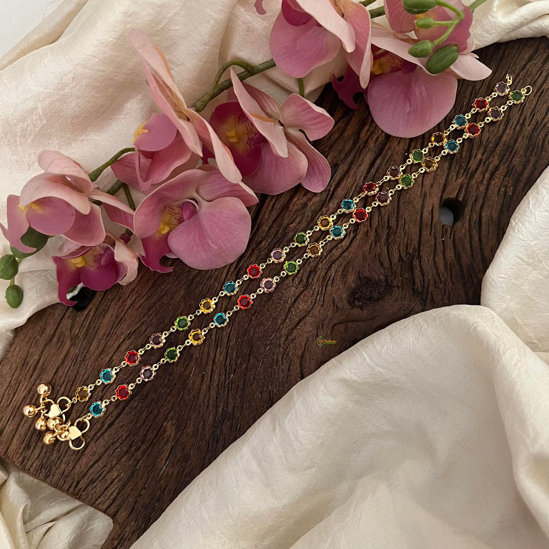 Stylish Multicolour AD Stone Anklets-G14010