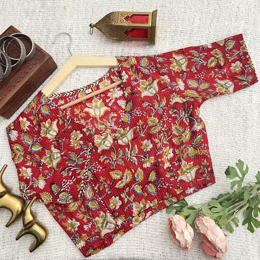 Vriksham Premium Readymade Blouse -Kalamkari Print -Red-VS4508
