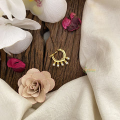 Vriksham Unique Golden Naths/Nose pin-Pearl-White Red & Green-G17449