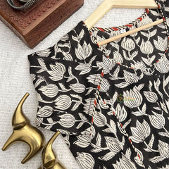 Vriksham Premium Lotus Print Readymade Blouse -Kalamkari Print -Black-VS4509