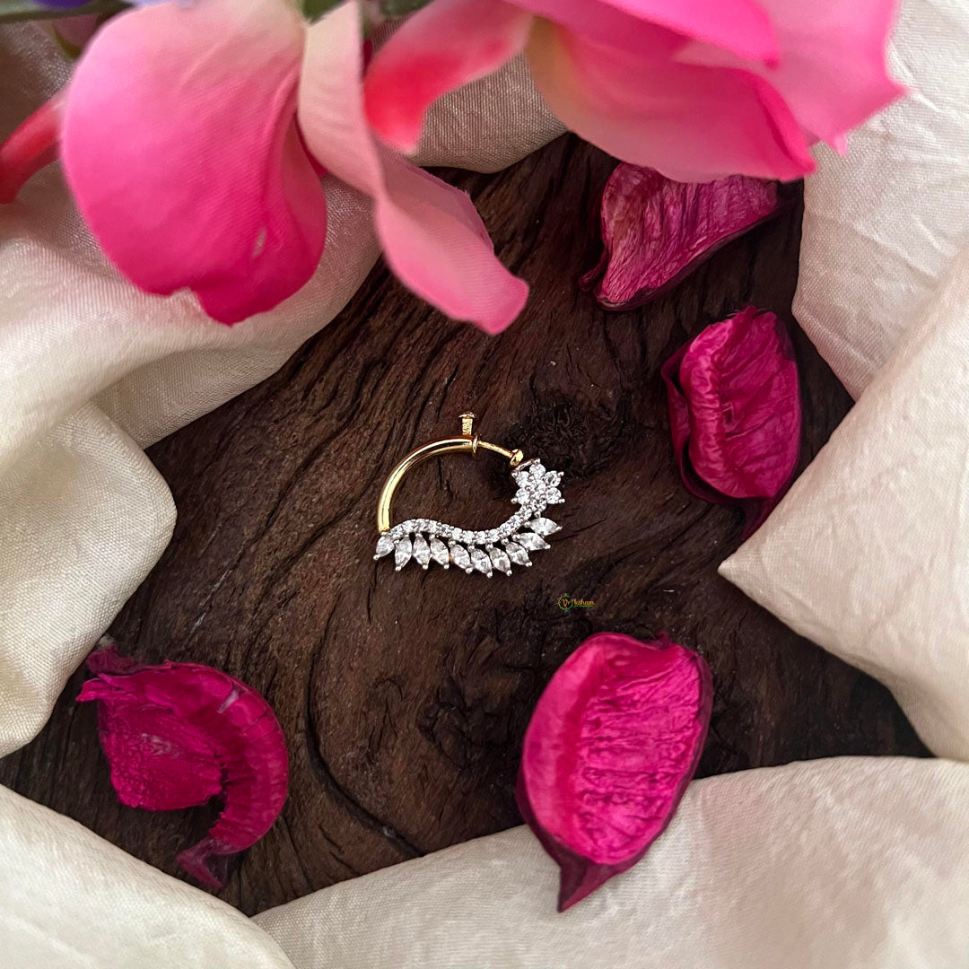 Premium AD Stone Ganga Jamuna Style Nath / Nose pin-G13736