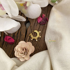 Vriksham Antique Golden Naths/Nose pin-Pearl-Red White & Green-G17454