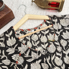 Vriksham Premium Lotus Print Readymade Blouse -Kalamkari Print -Black-VS4509