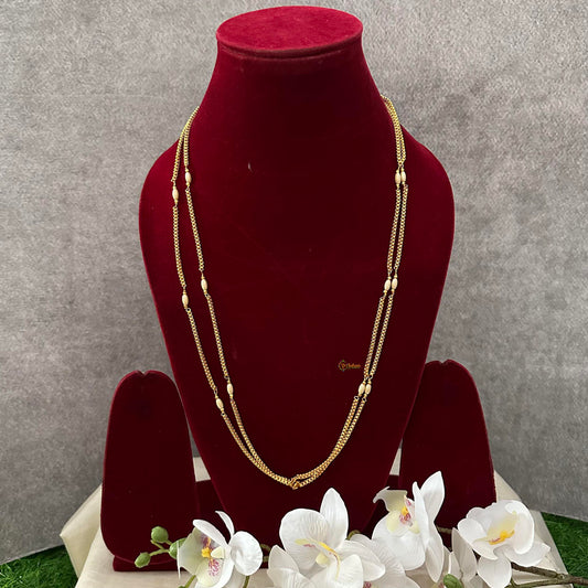 Premium 2 Layer  Gold Look Alike Daily Wear Chain-Rice Pearl-G13248