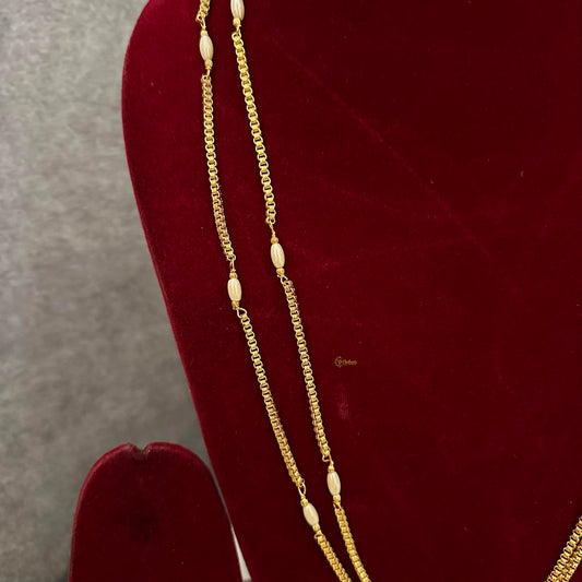 Premium 2 Layer  Gold Look Alike Daily Wear Chain-Rice Pearl-G13248